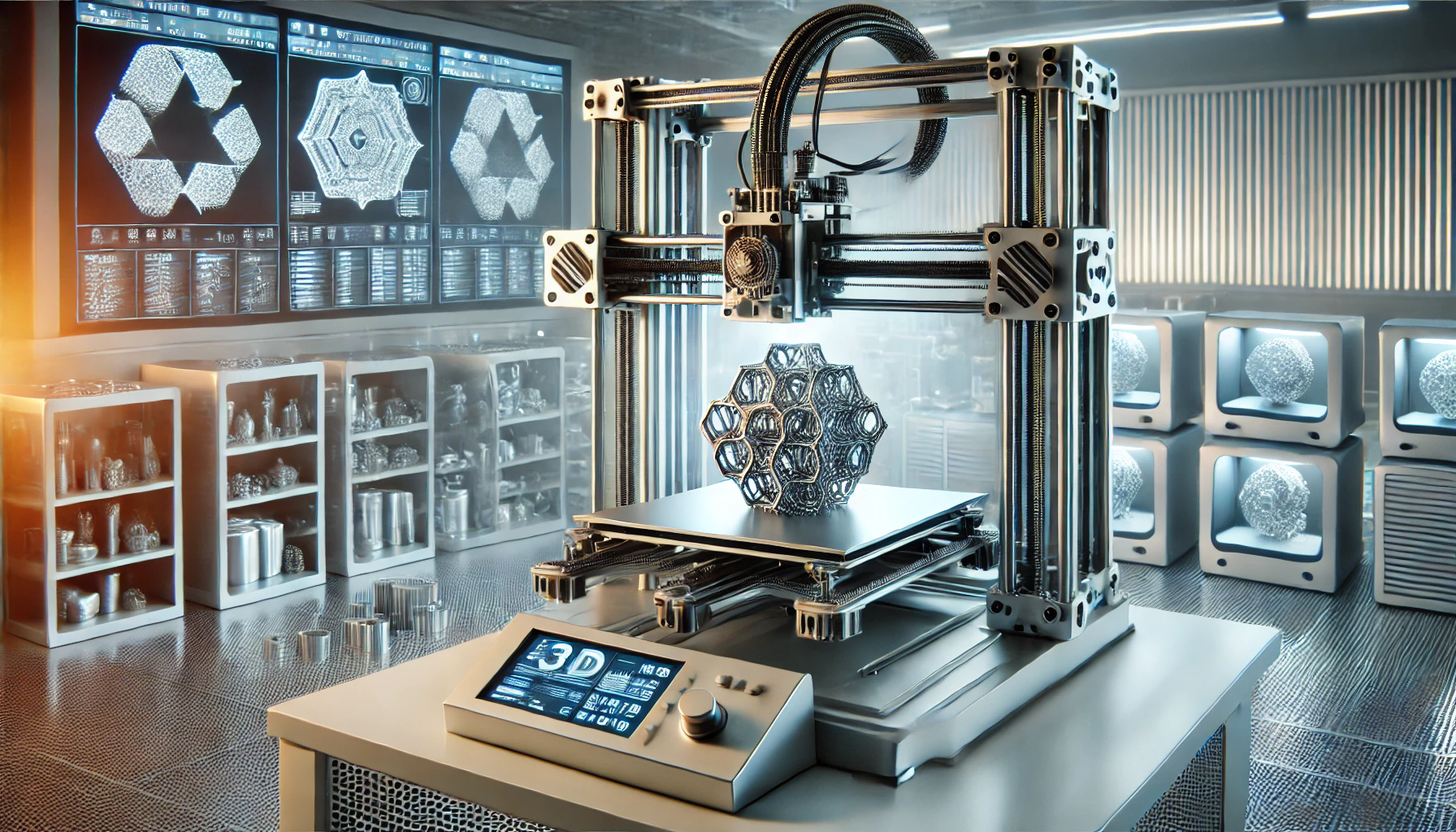 The process of 3D printing in a modern industrial setting.