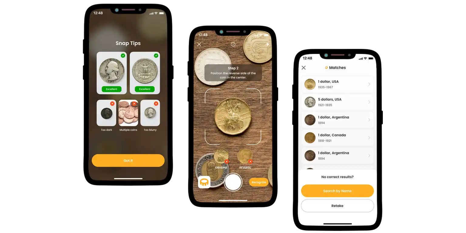 A screenshot from the Coin ID Scanner application.